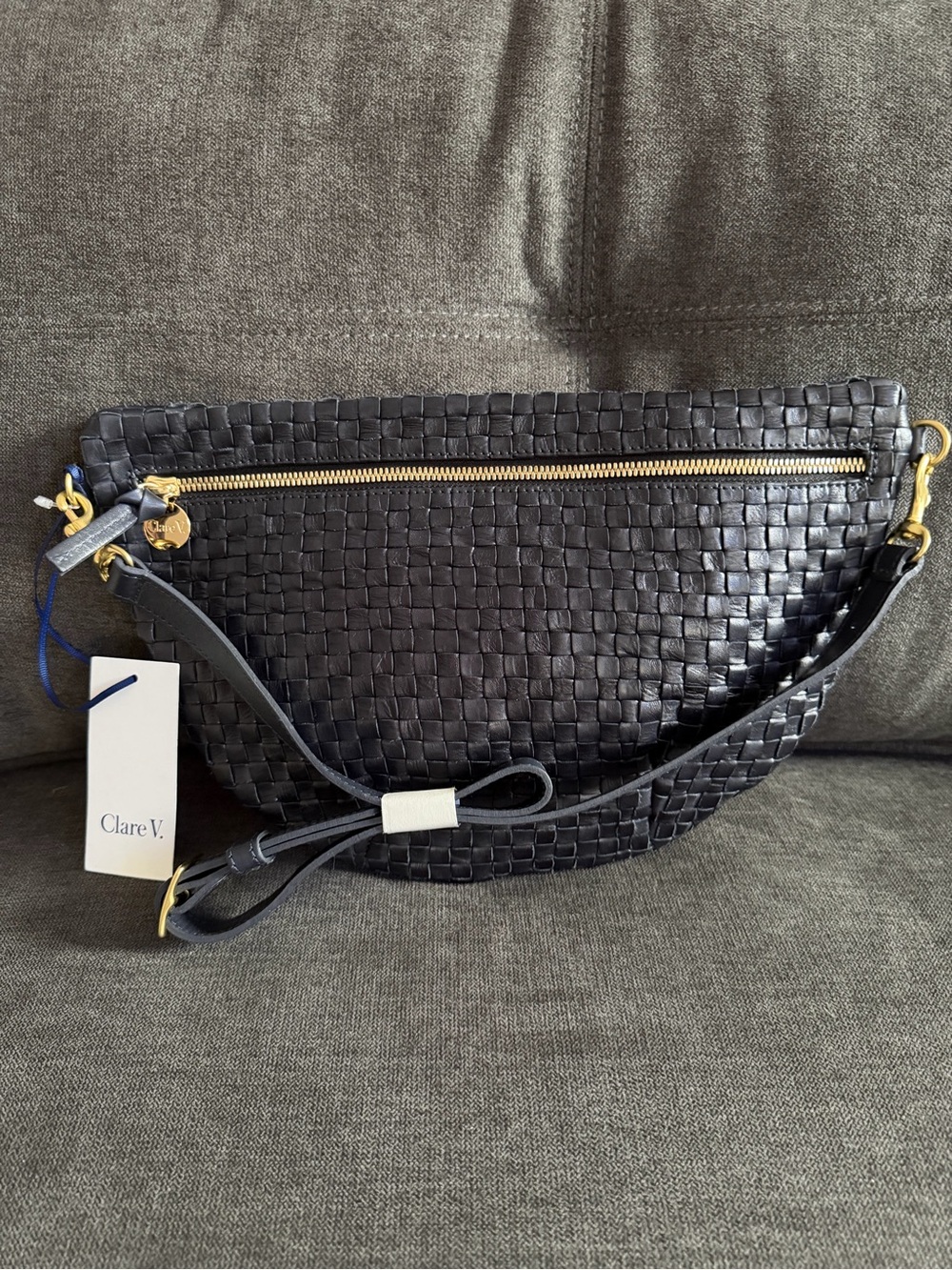 Clare V. Grande Woven Leather Belt Bag in Twilight NWT